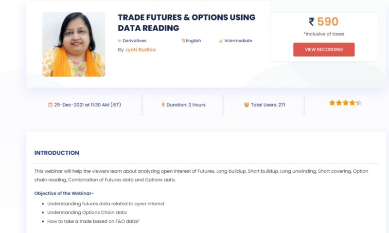 TRADE FUTURES & OPTIONS USING DATA READING – JYOTI BUDIA