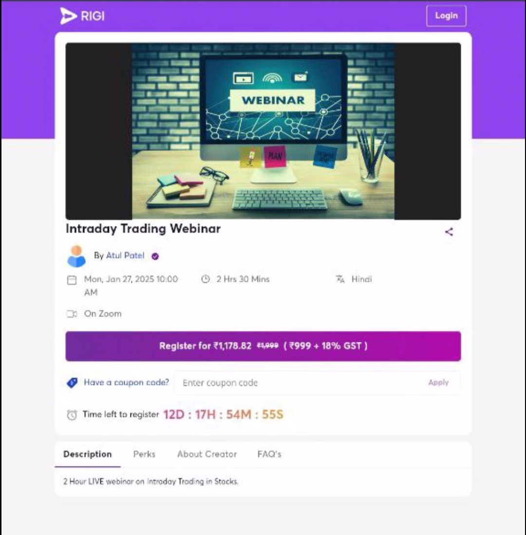 Atul Patel Intraday Trading Webinar Jan 2025